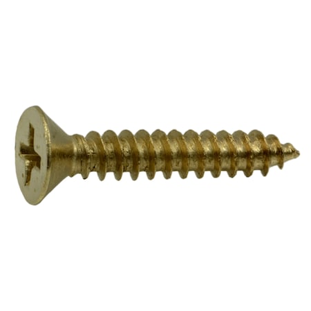 Midwest Fastener Wood Screw, #9, 1 in, Plain Brass Flat Head Phillips Drive, 35 PK 69871